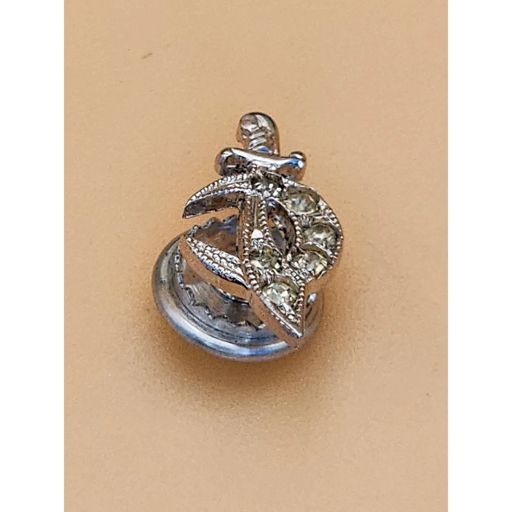 Vtg 925 Sterling Silver Crystal Masonic‎ Shriners Lapel Pin Tie Tack Hat Pin